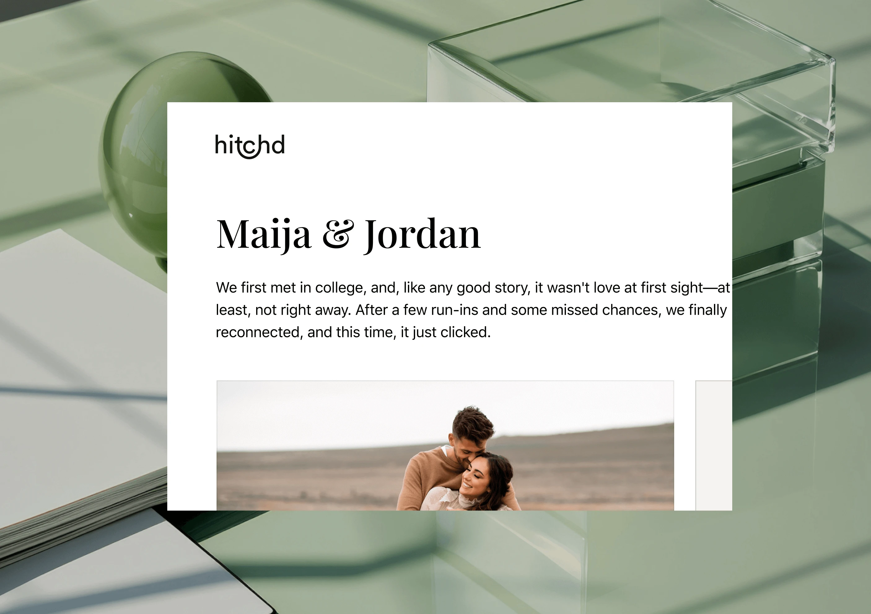 A modern wedding website from Hitchd