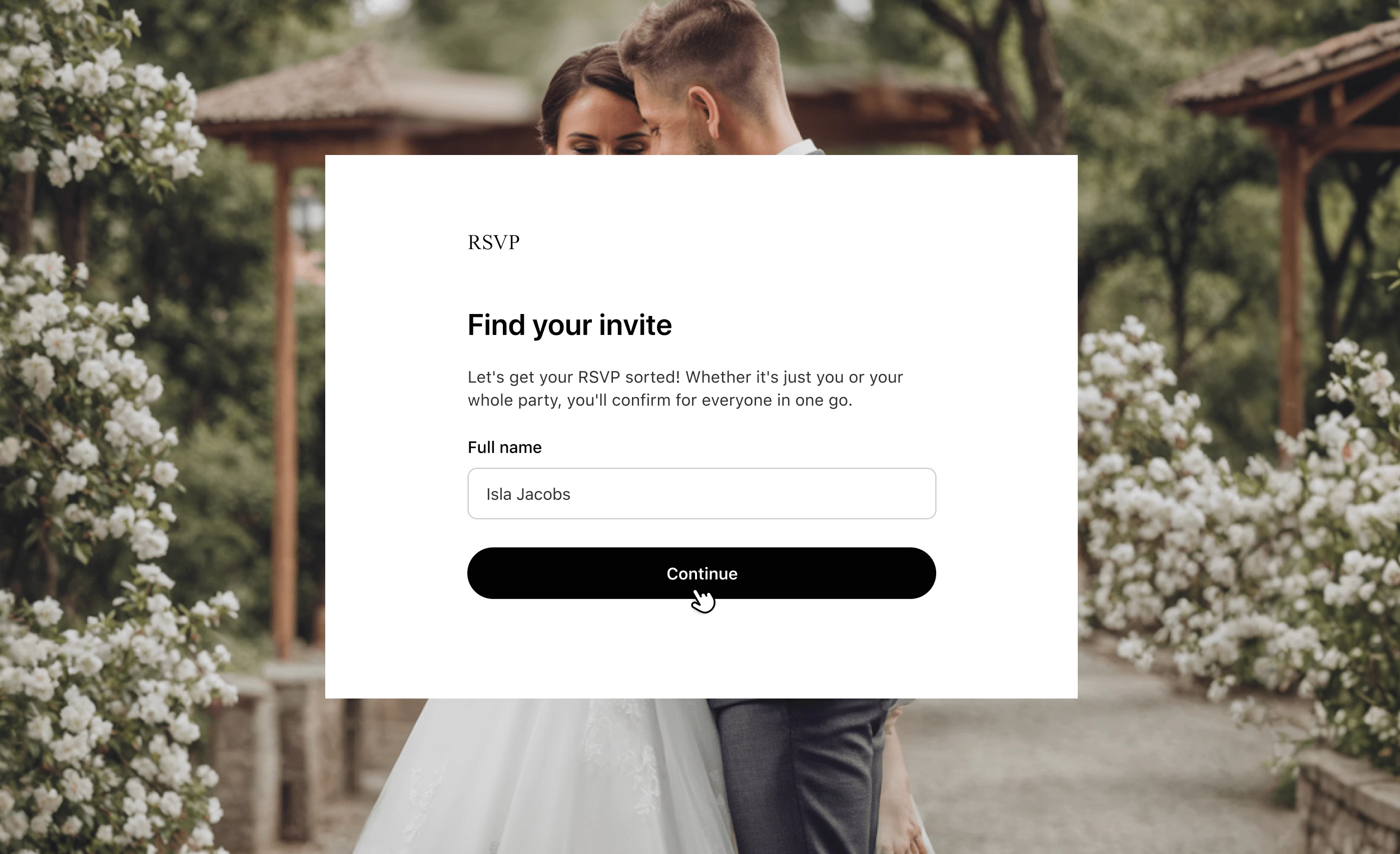 An RSVP interface to 'find your own invitation'