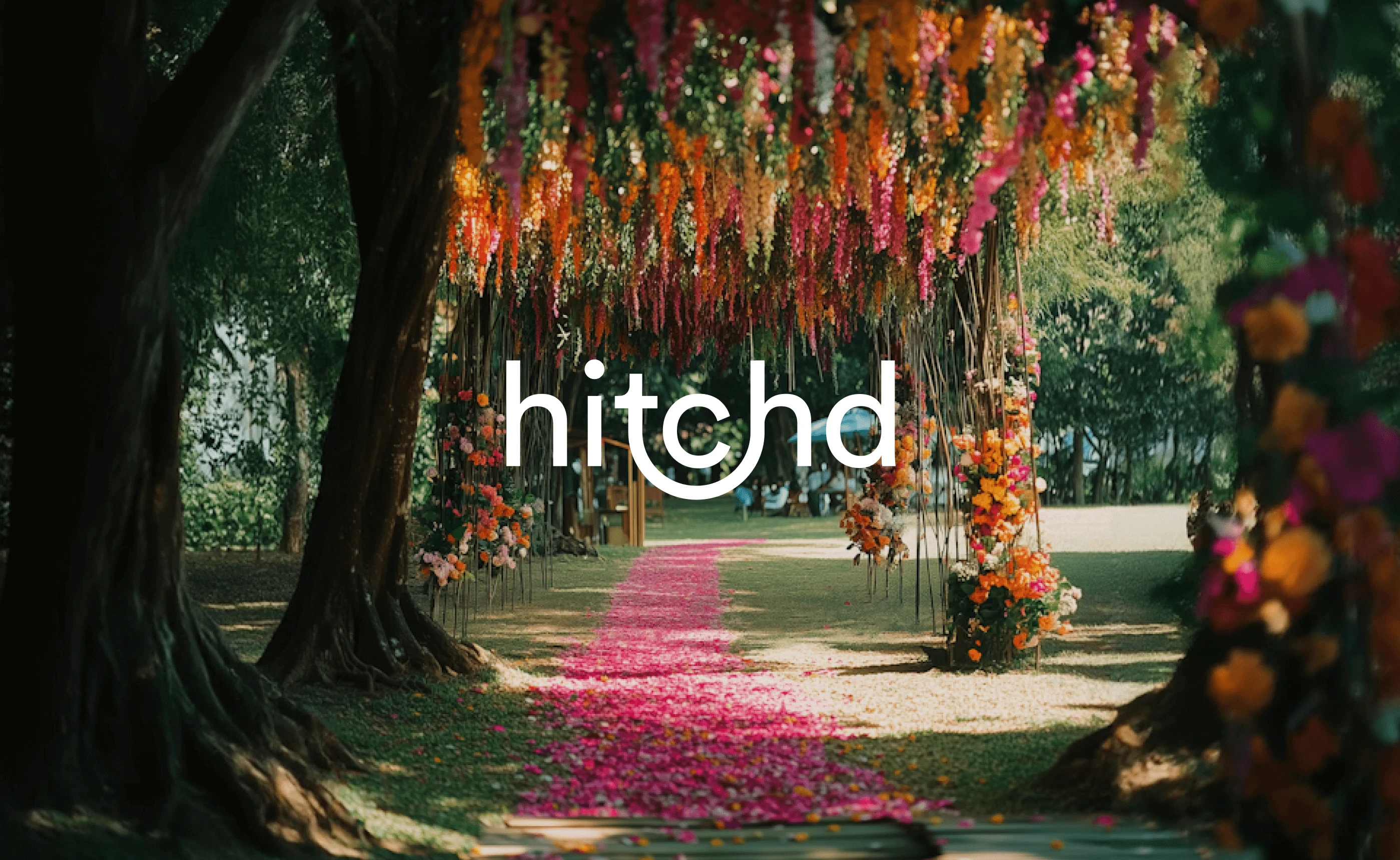 A forrest themed enchanting walkway to a wedding venue