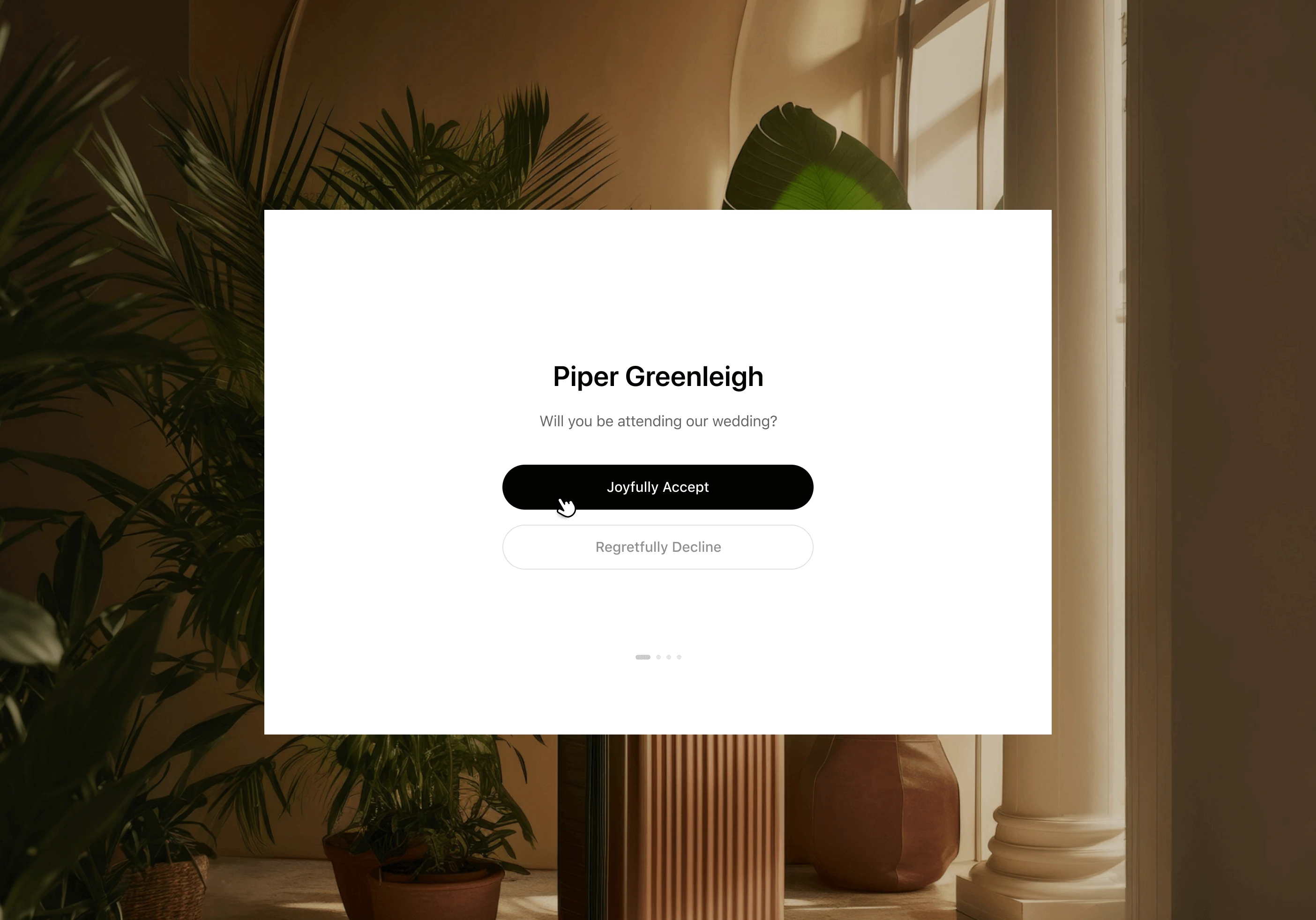 A free online RSVP screen hovering over the 'accept' button