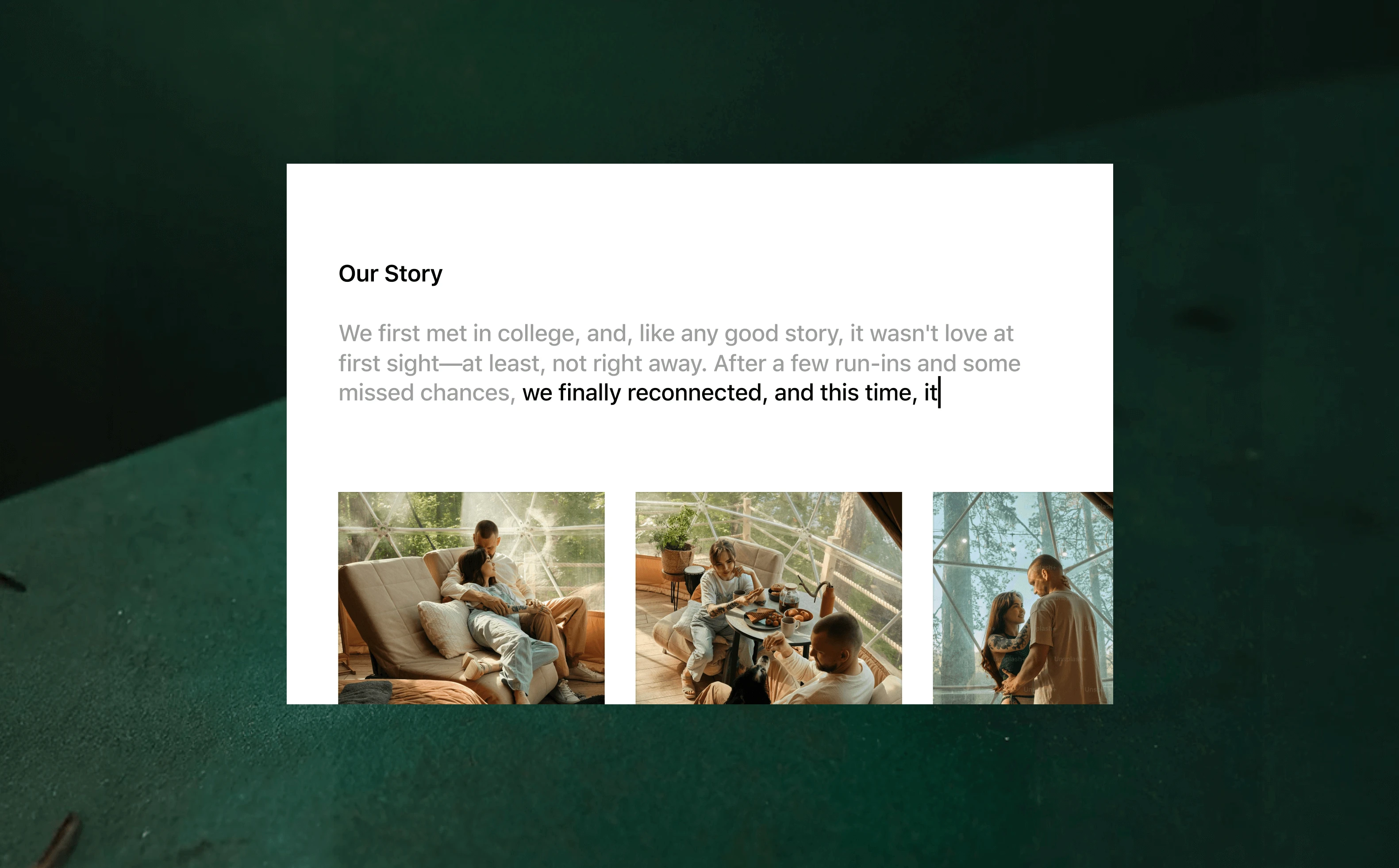 A luxury and fully bespoke wedding website